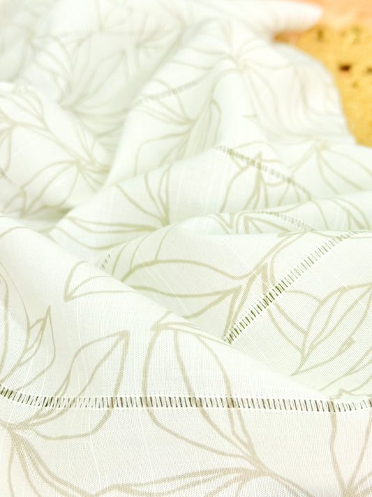 Embroidered Cotton Whisper Leaves
