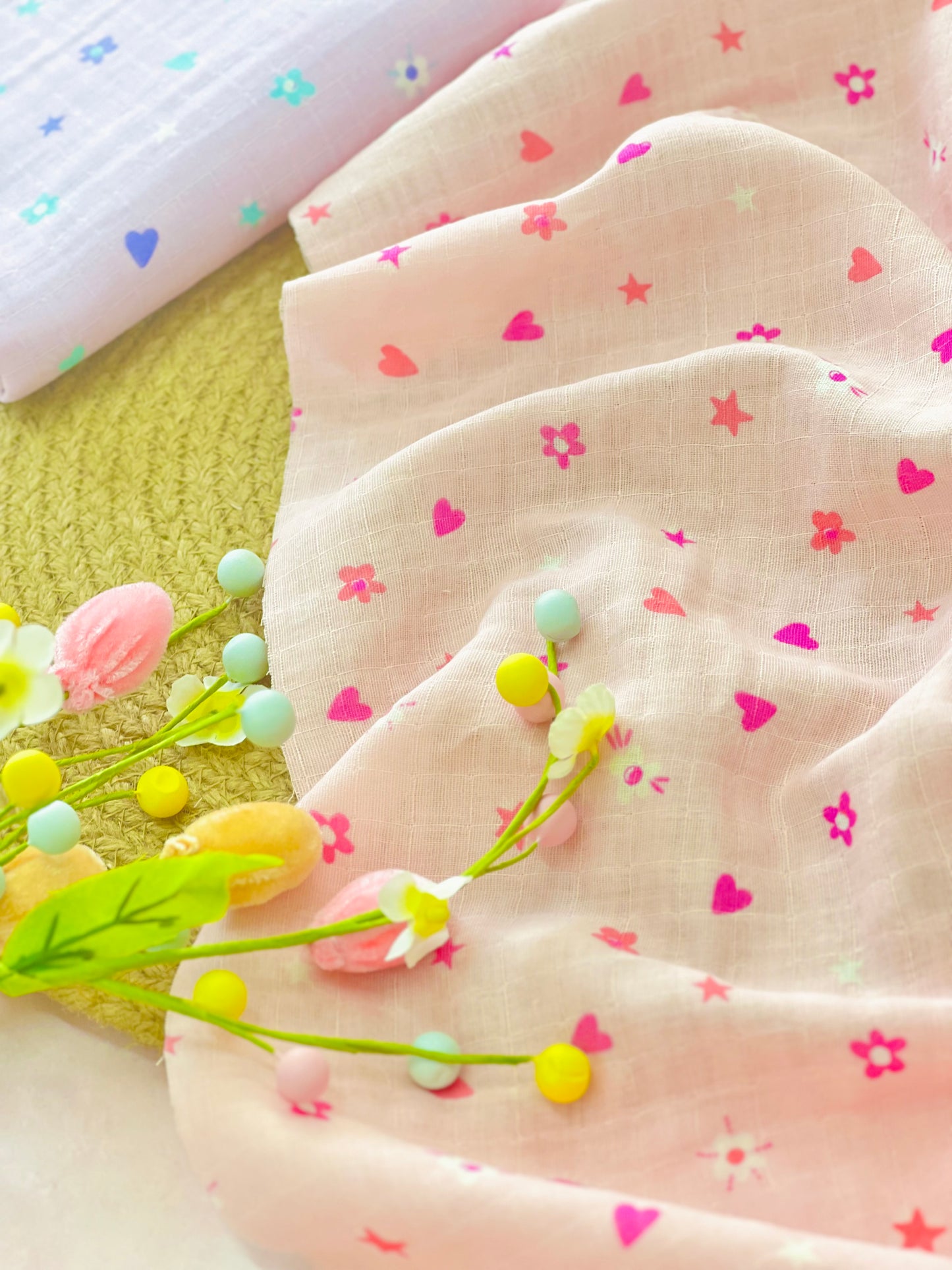 Muselina Hearts & Flowers