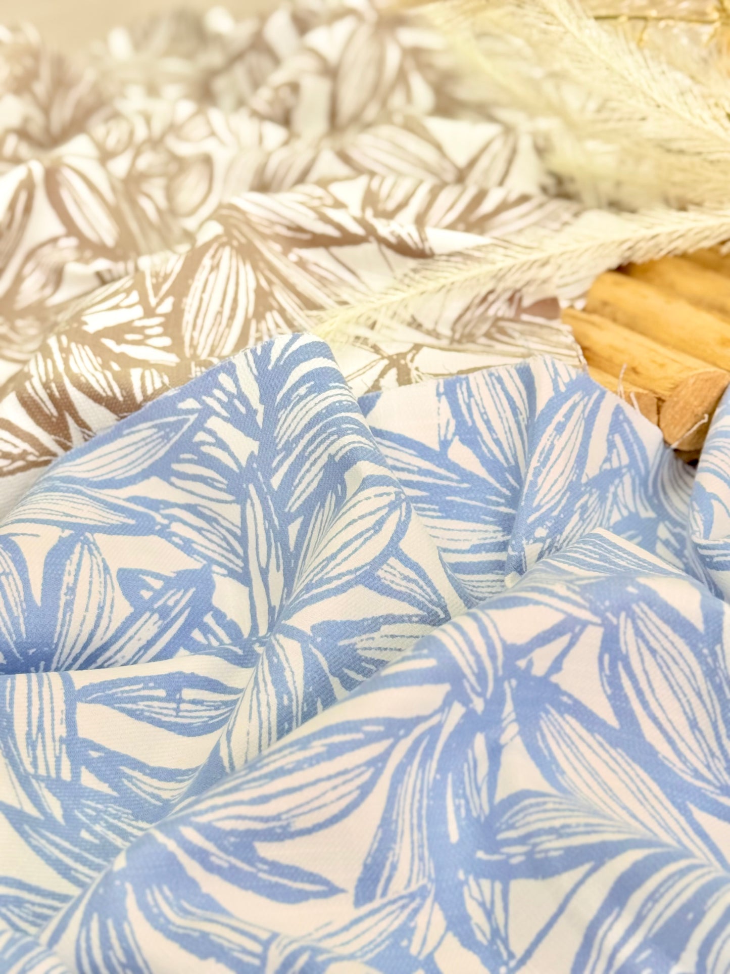 Slub Printed Linen Botanical Sketch