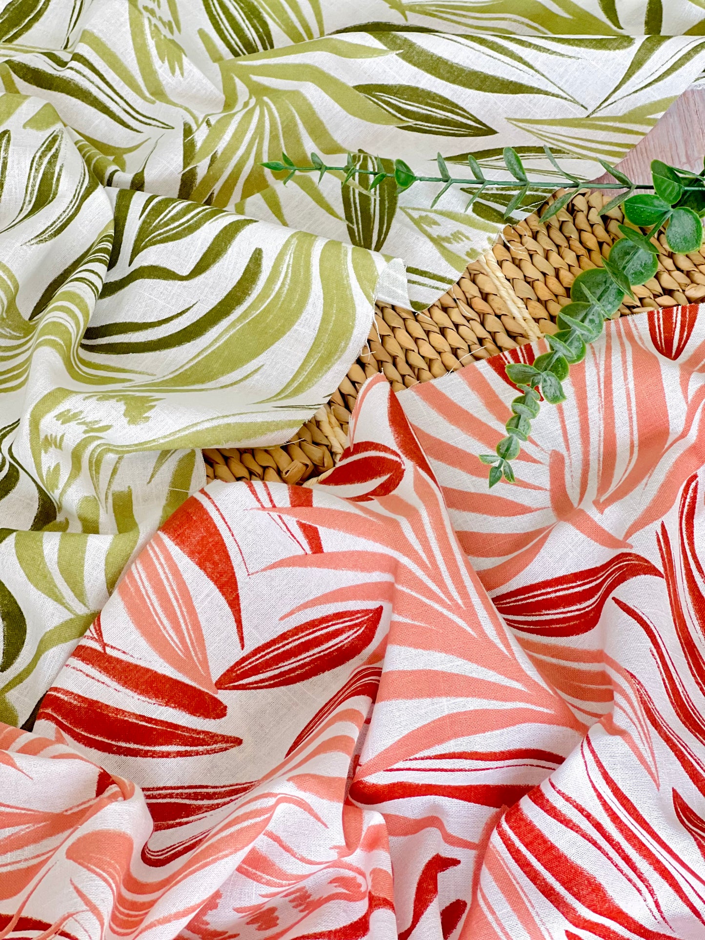 Printed Linen Palm Dusk