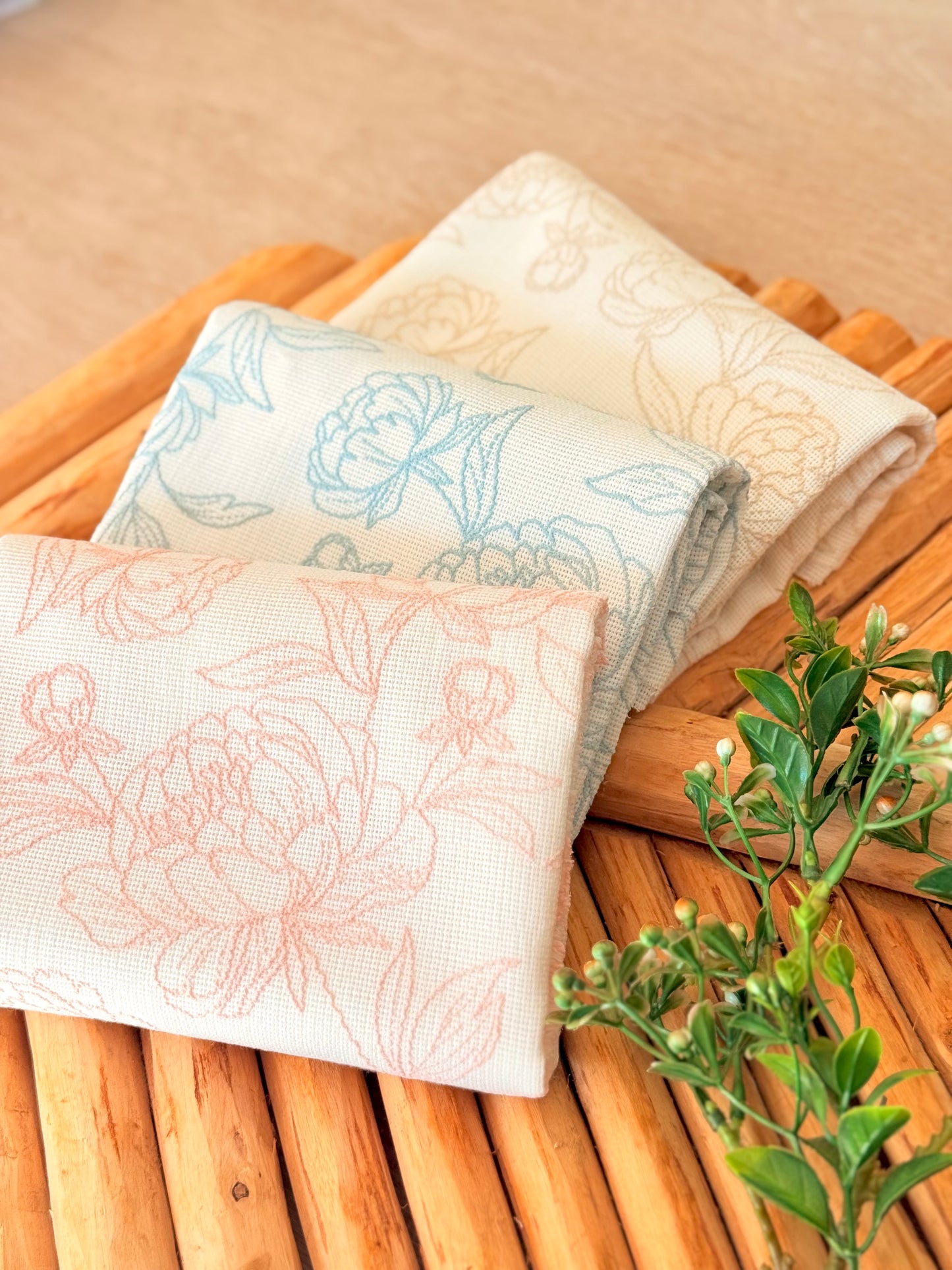 Artisanal Printed Linen Pastel Petals