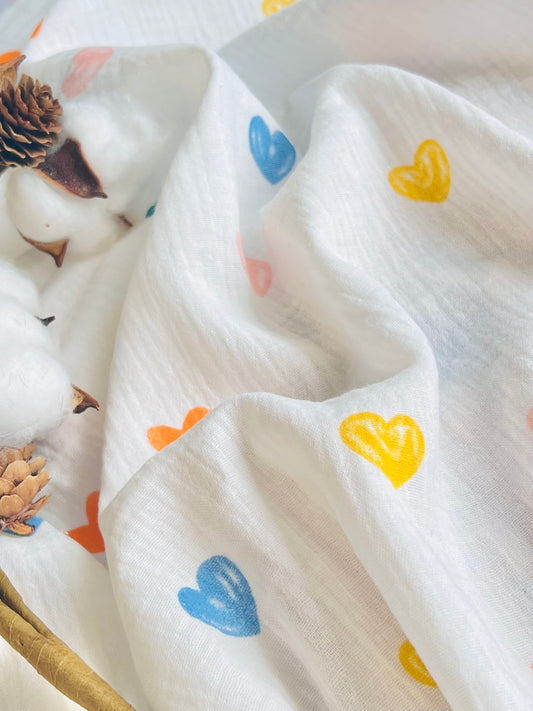 Muselina Colorful Hearts