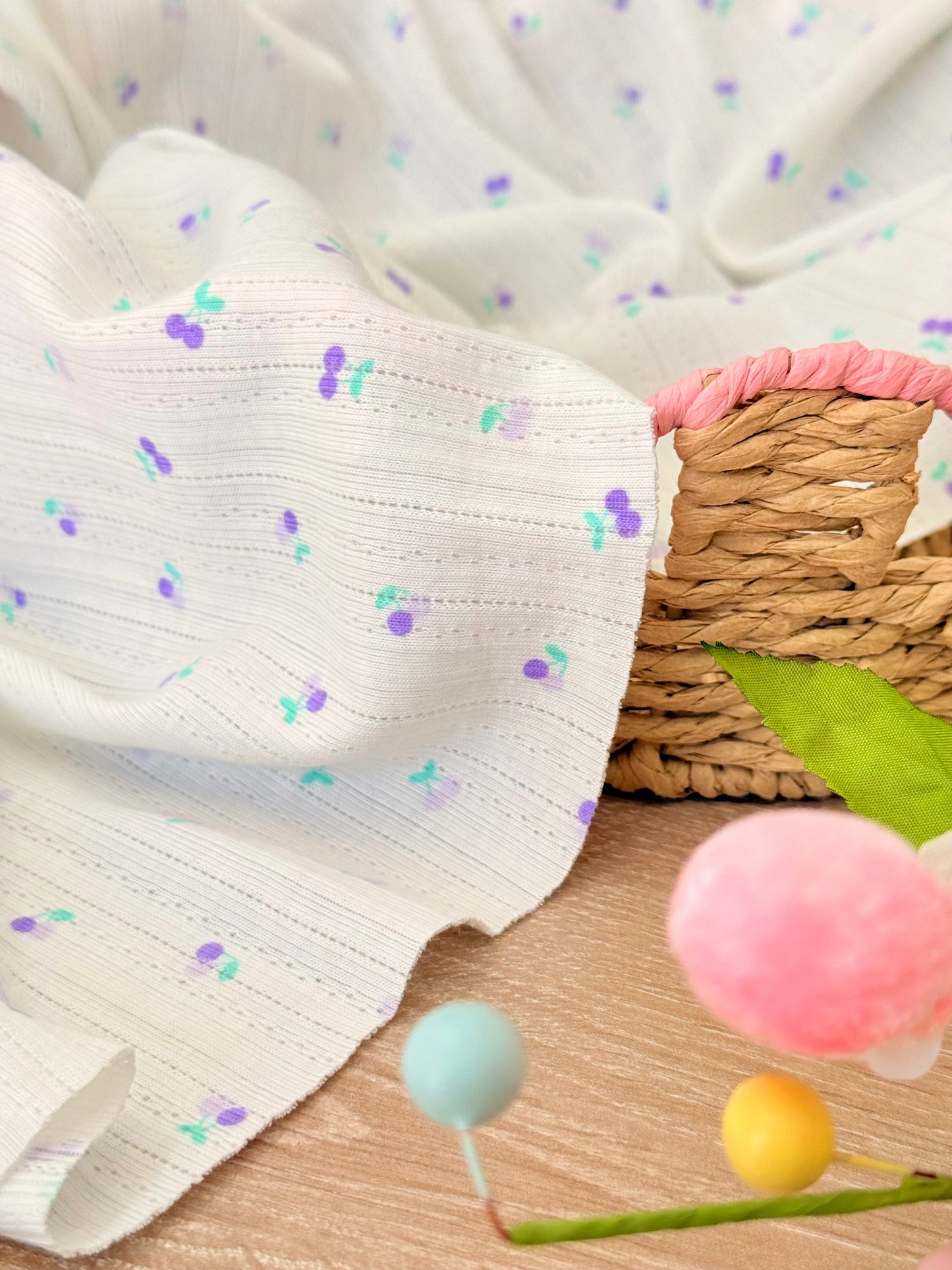 Printed Cotton Jersey Sweet Cherries