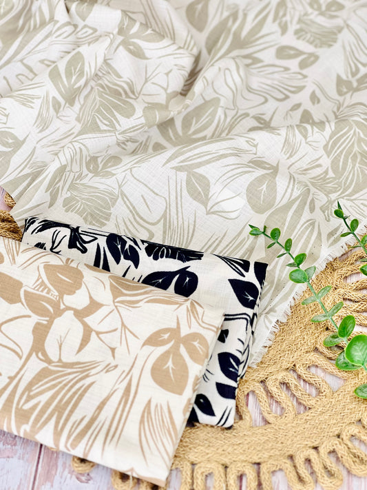 Printed Linen Mist Leaf