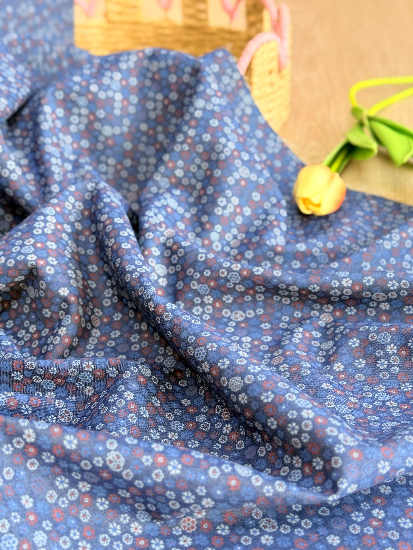 Printed Denim Blue Porcelain Bloom