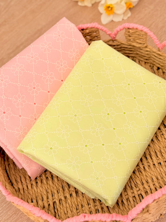 Printed Holl Out Cotton Petal Lattice