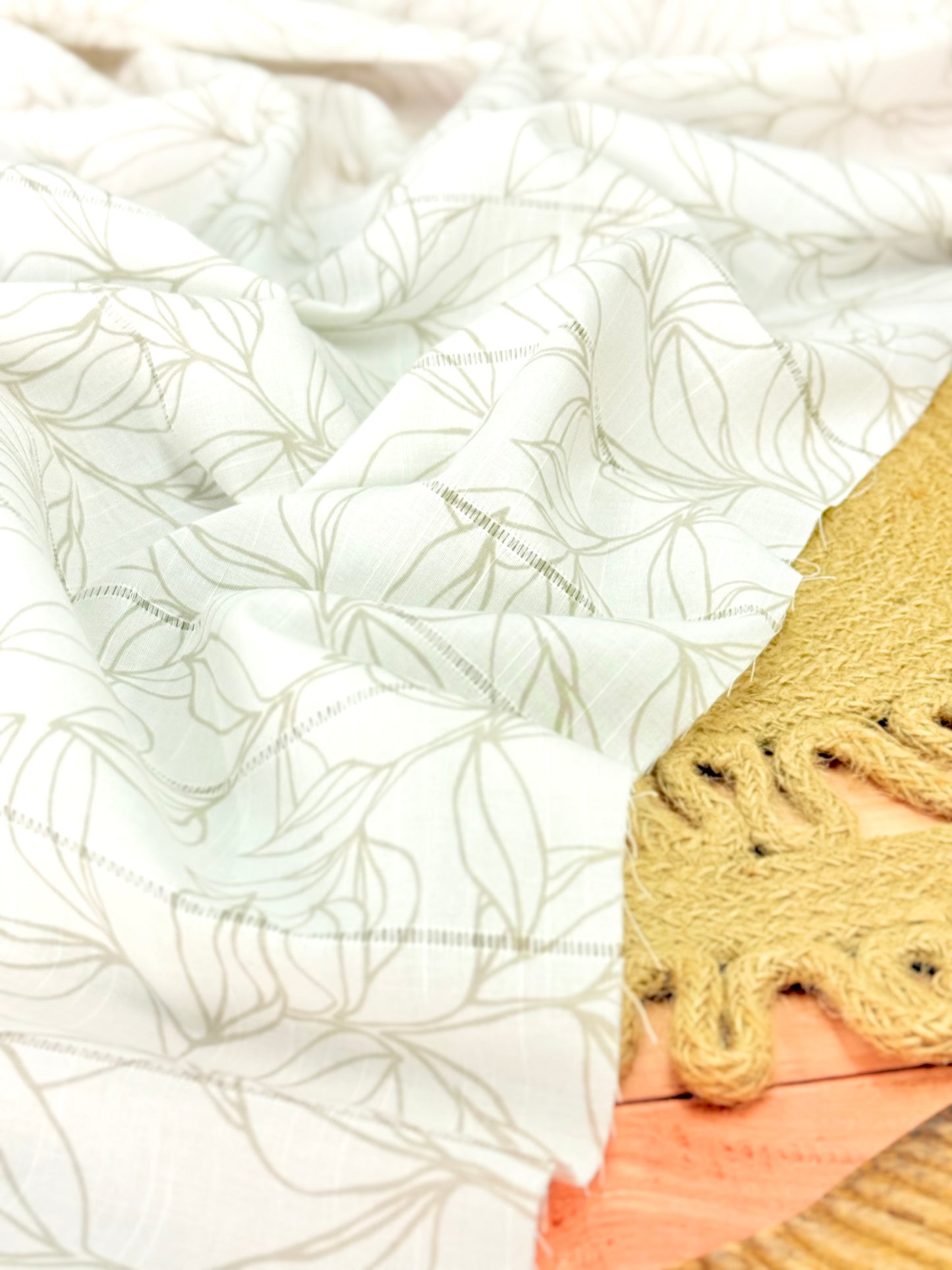 Embroidered Cotton Whisper Leaves