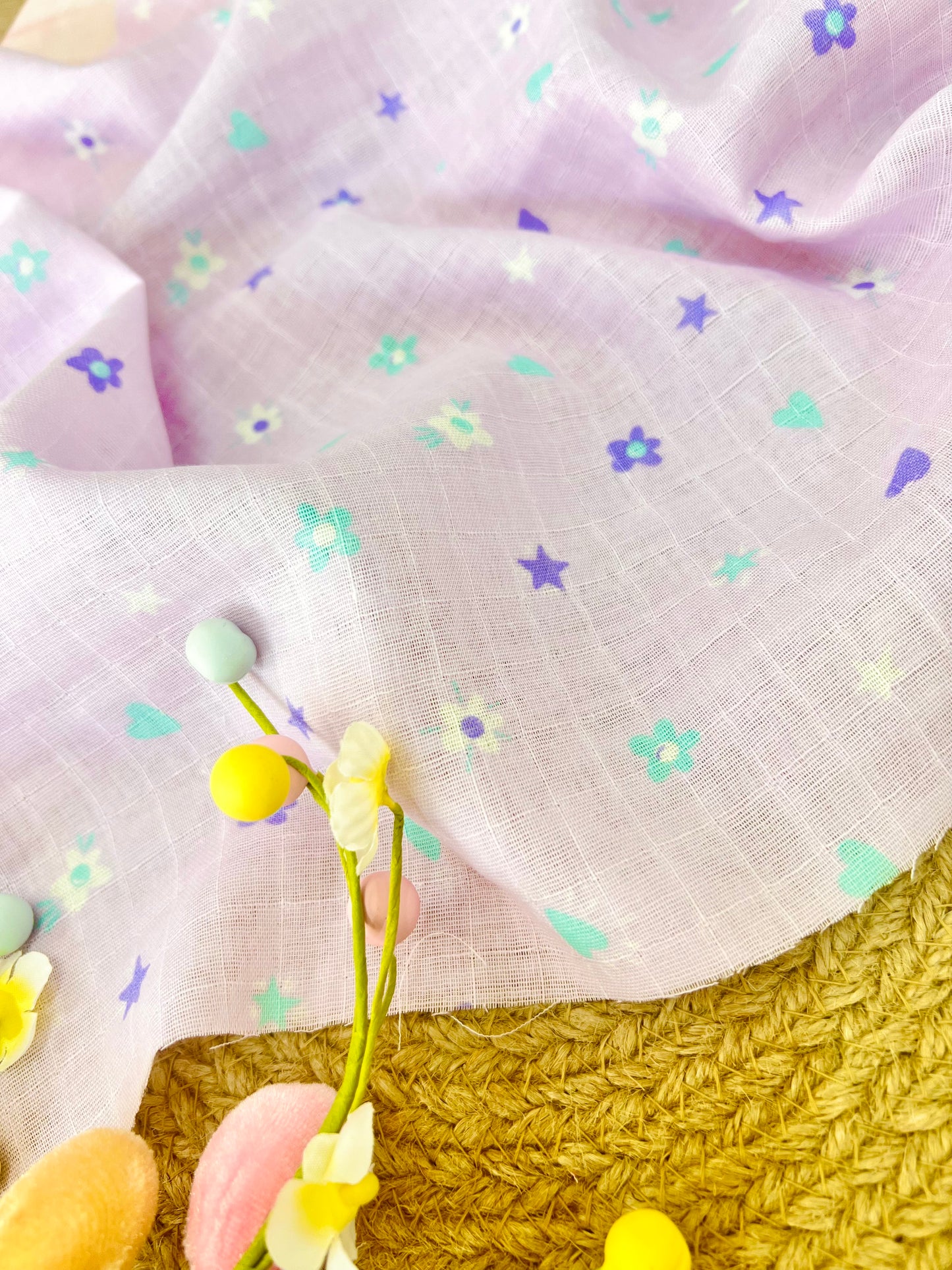 Muselina Hearts & Flowers