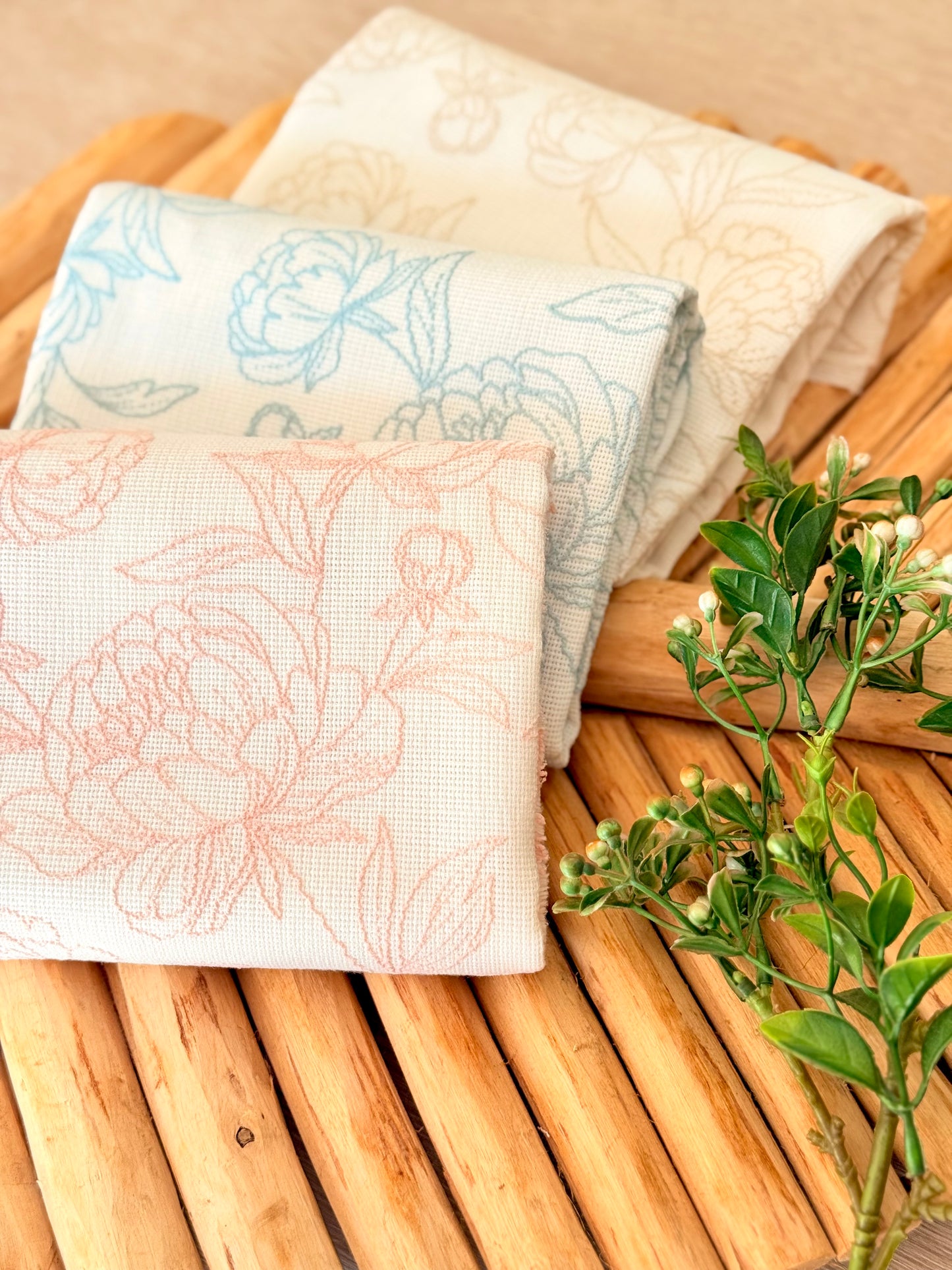 Artisanal Printed Linen Pastel Petals