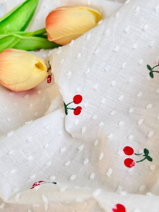 Printed Plumeti Cotton Cherries