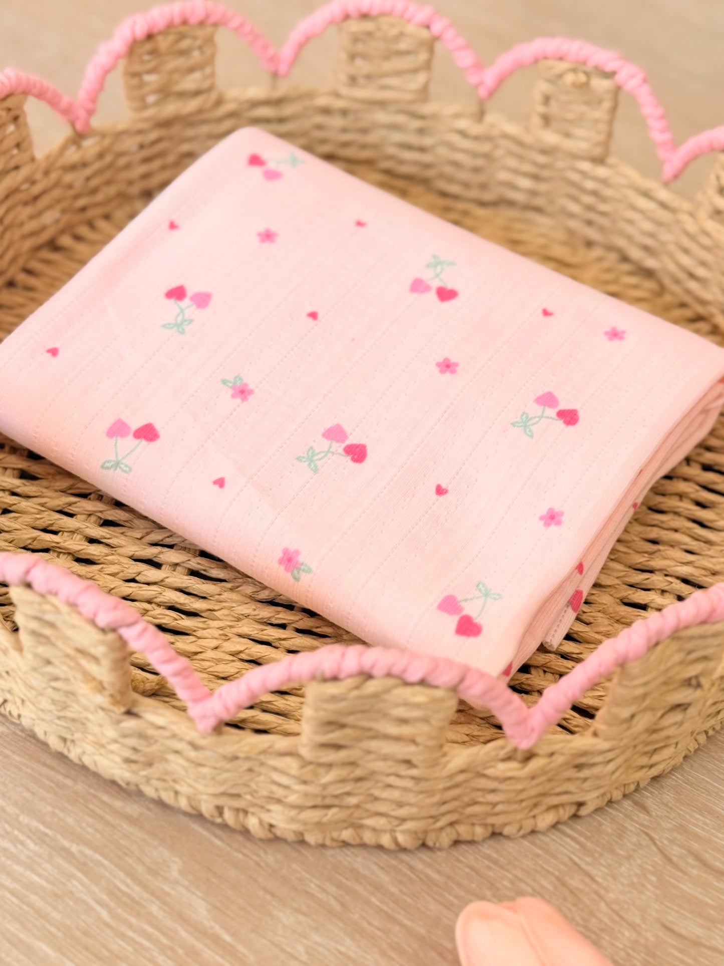 Printed Cotton Jersey Cherry Kisses