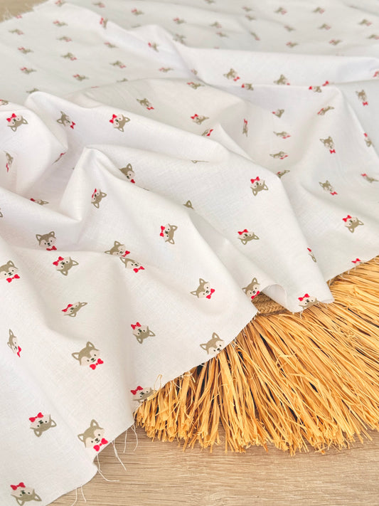 Printed Cotton Bow Puppy