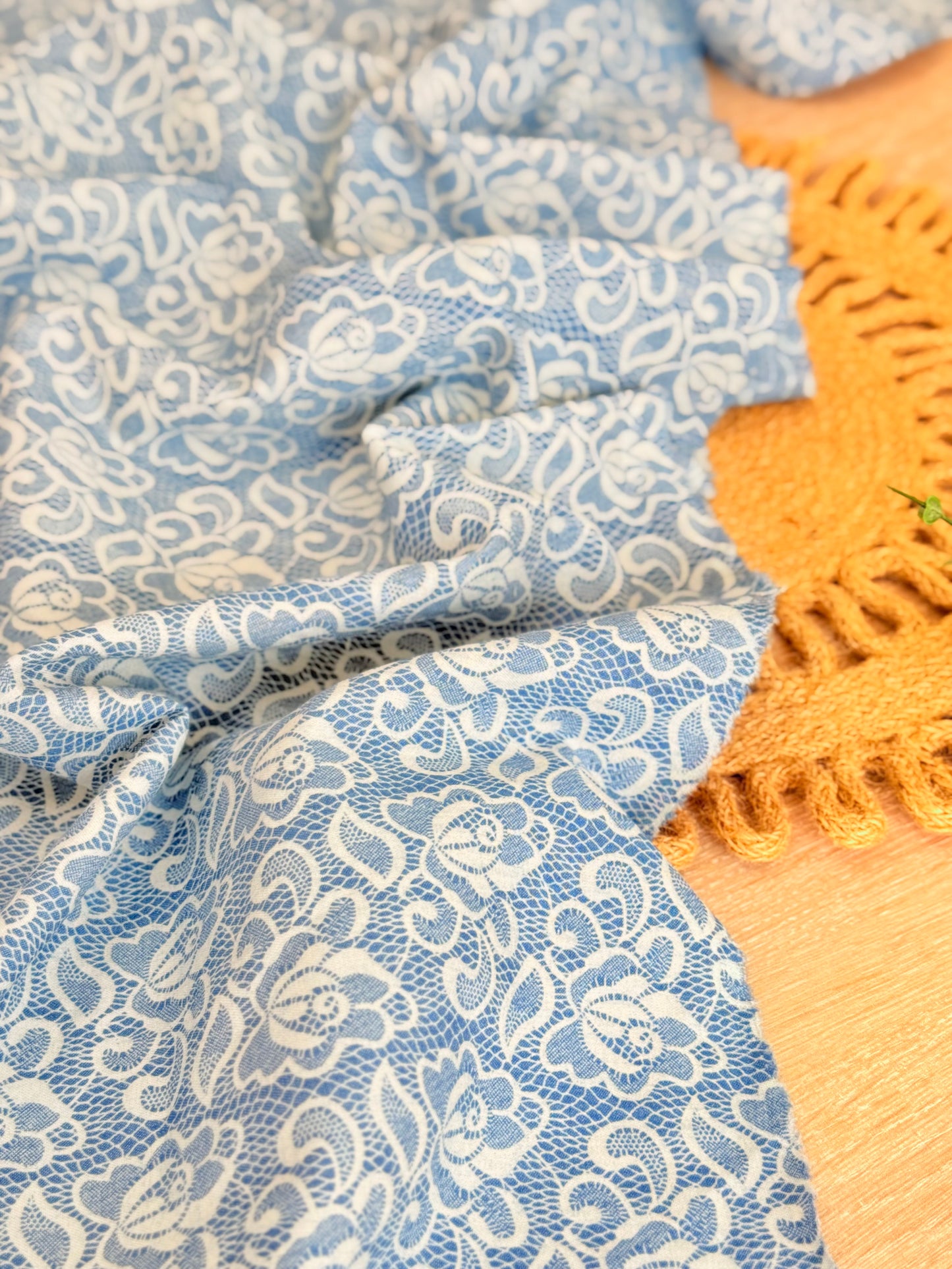 Printed Denim Blue Lace Garden