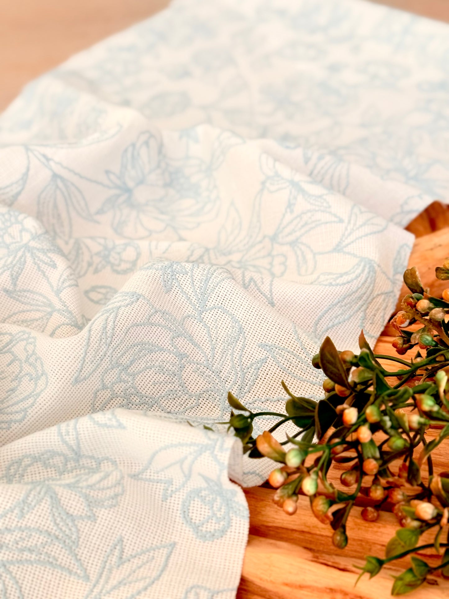Artisanal Printed Linen Pastel Petals