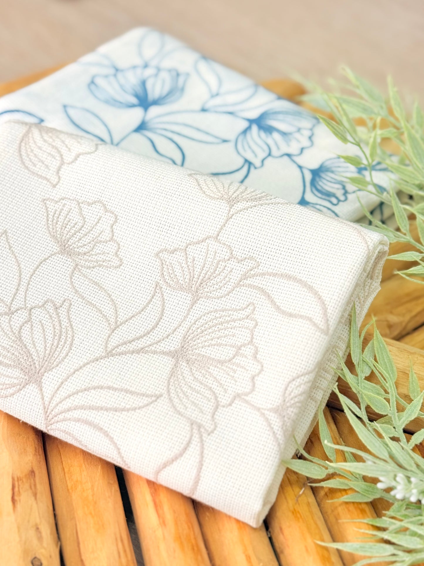 Artisanal Printed Linen Ocean Bloom