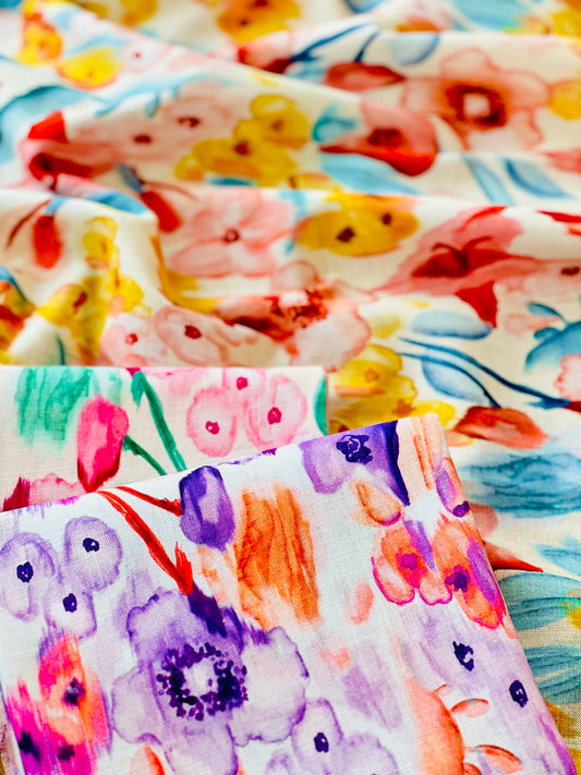 Printed Linen Aquarela Begonia