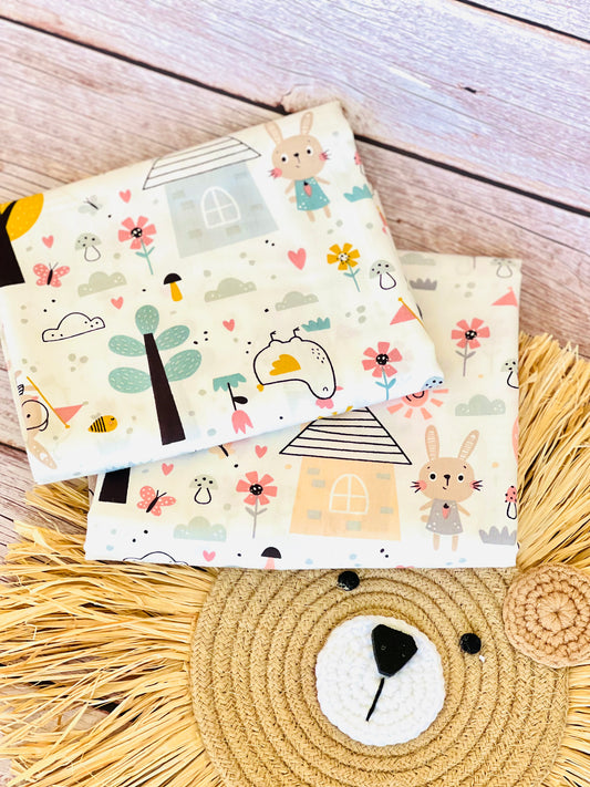 Cotton Twill Bunny Village