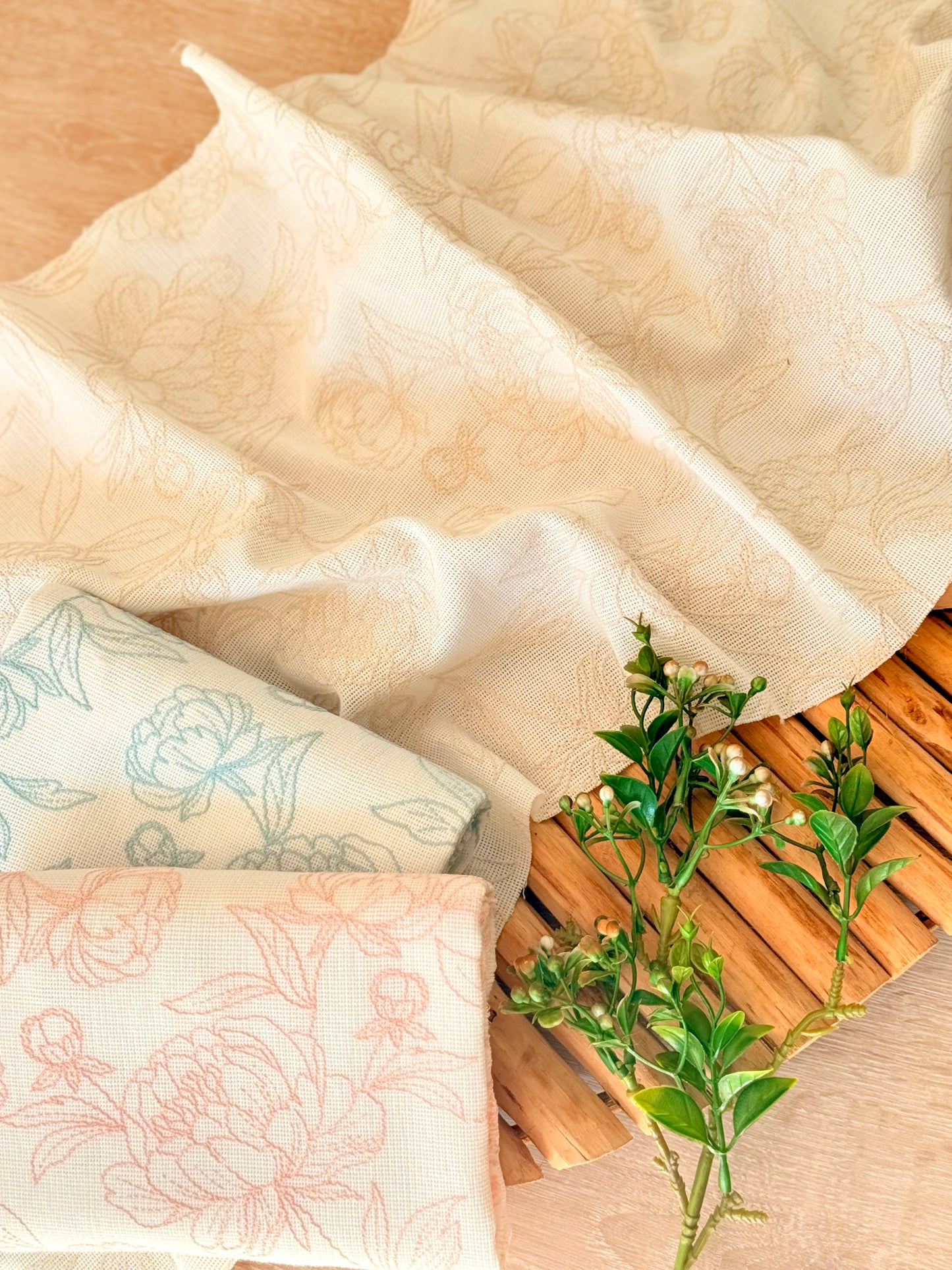 Artisanal Printed Linen Pastel Petals