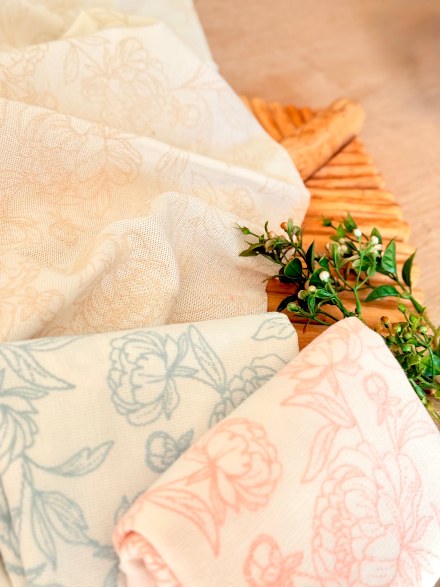 Artisanal Printed Linen Pastel Petals