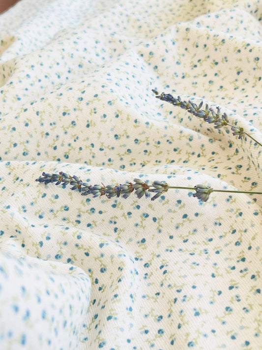 Printed Cotton Jersey Blue Flower