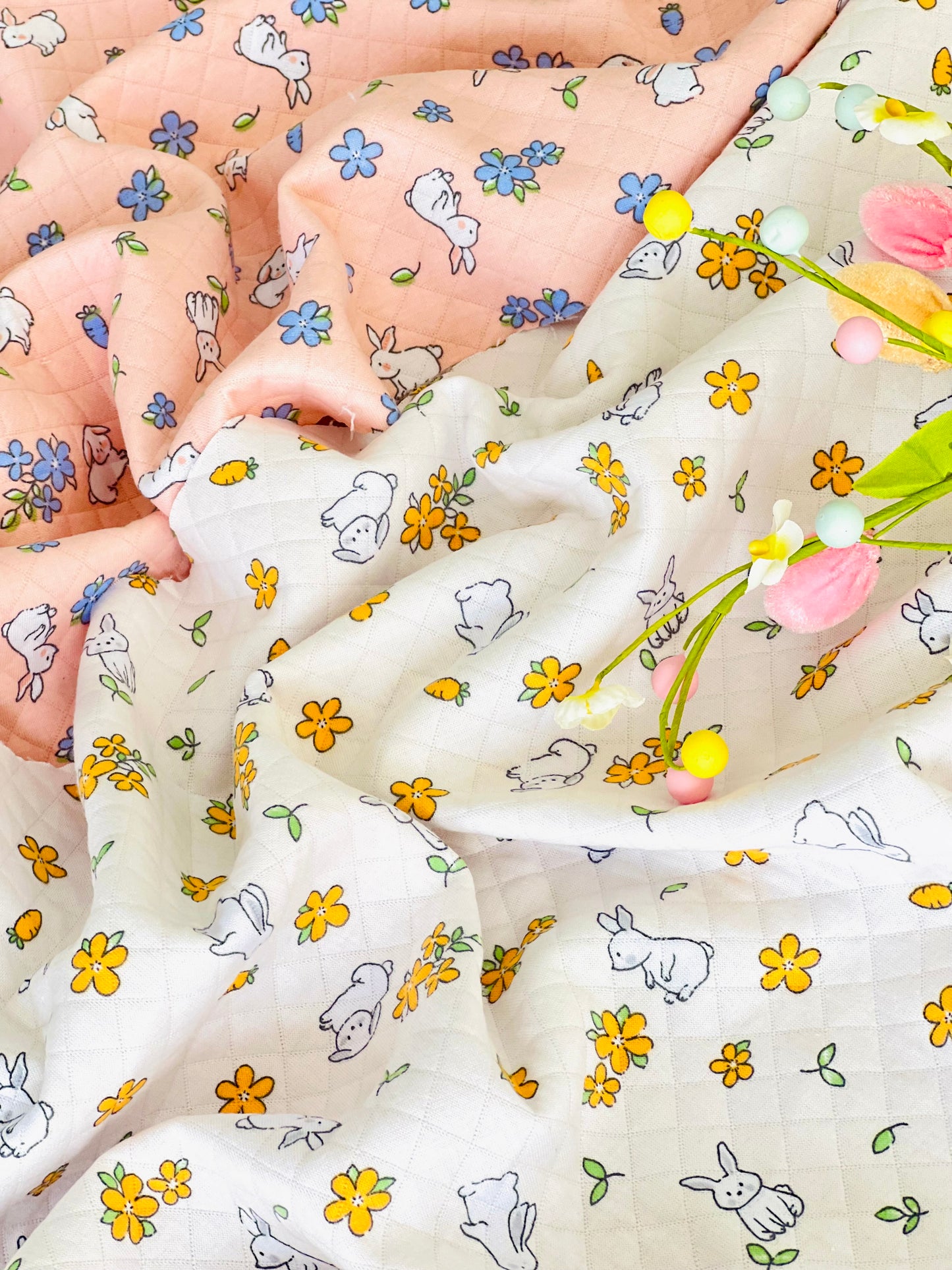 Printed Quilted Fabric Spring Hops