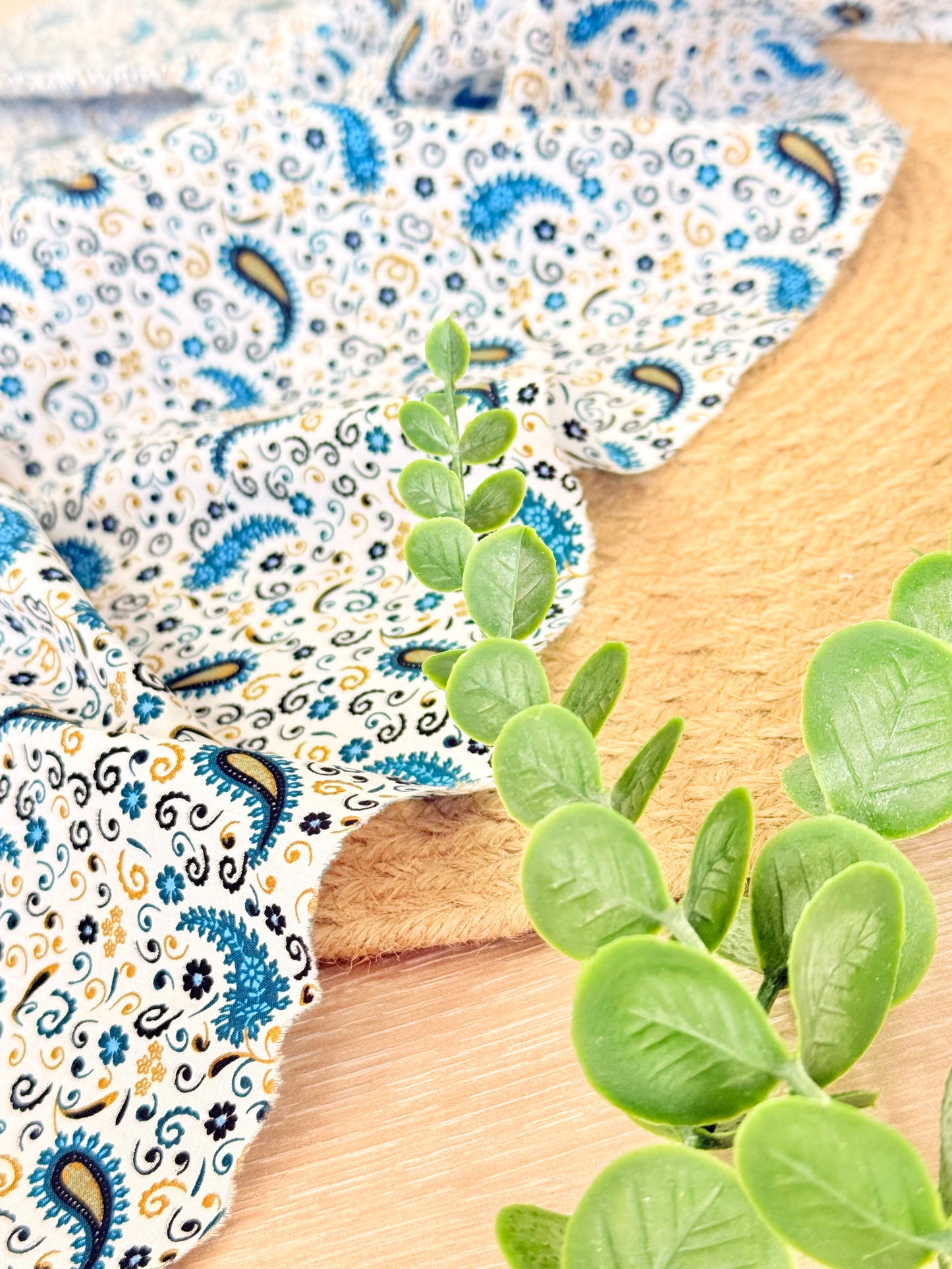 Printed Cotton Azure Paisley
