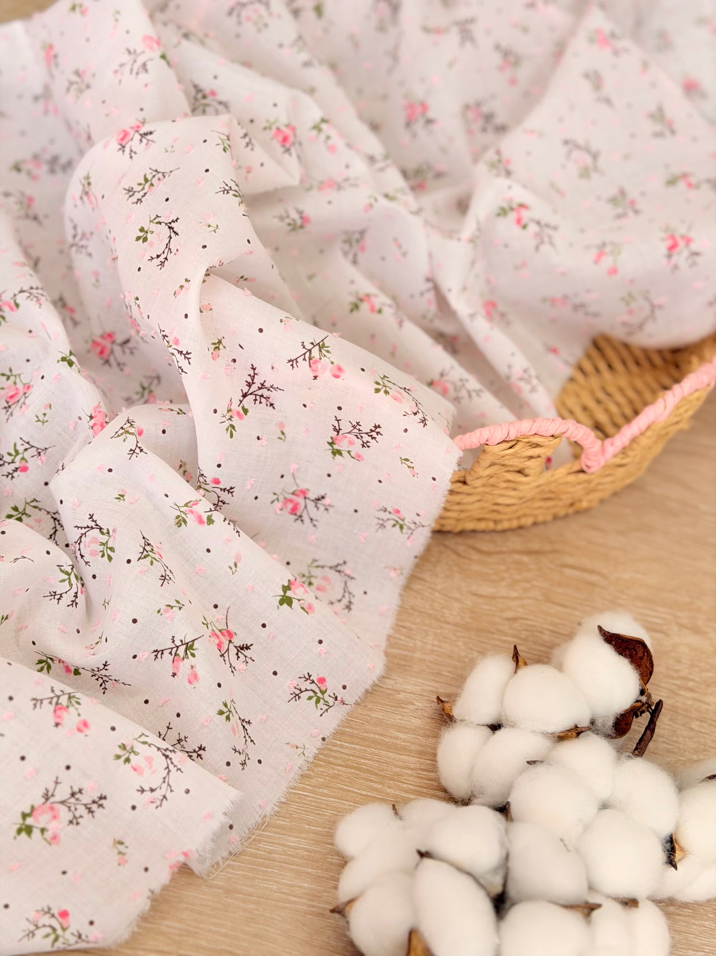 Printed Plumeti Cotton Wild Rose