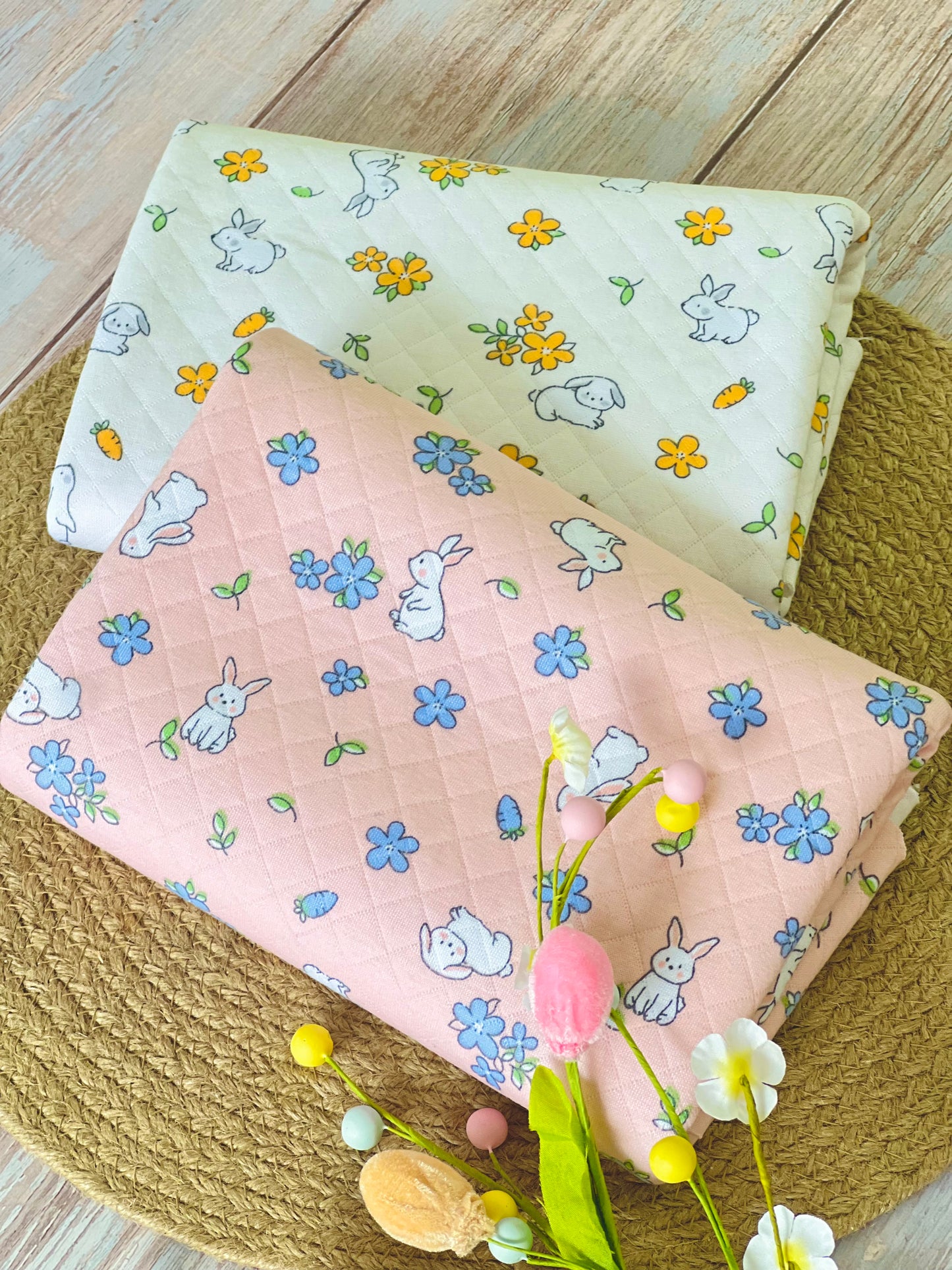 Printed Quilted Fabric Spring Hops