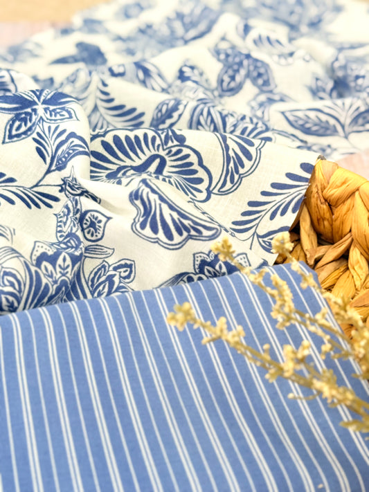 Printed Linen Indigo Harmony
