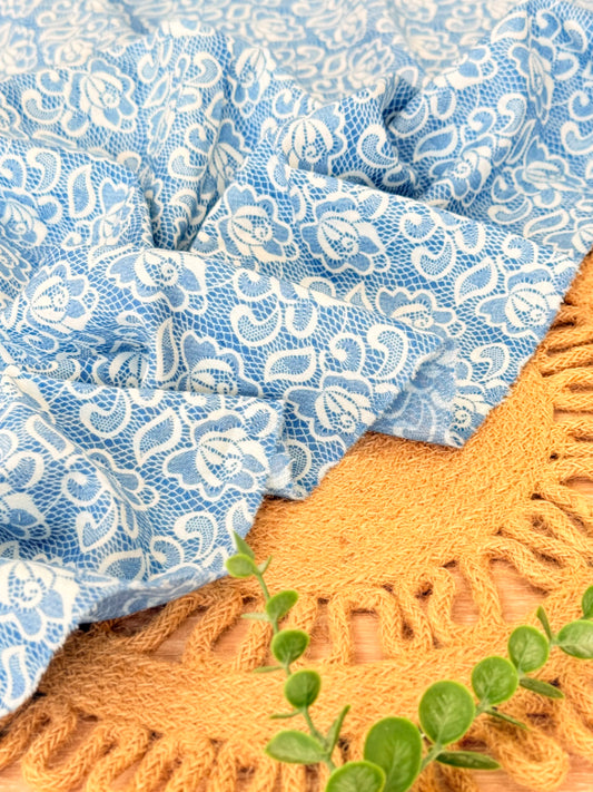 Printed Denim Blue Lace Garden