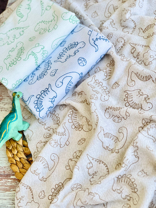 Printed Waffle Fabric Dino