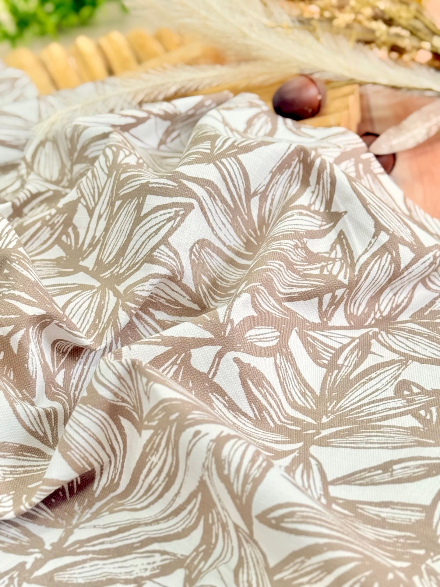 Slub Printed Linen Botanical Sketch