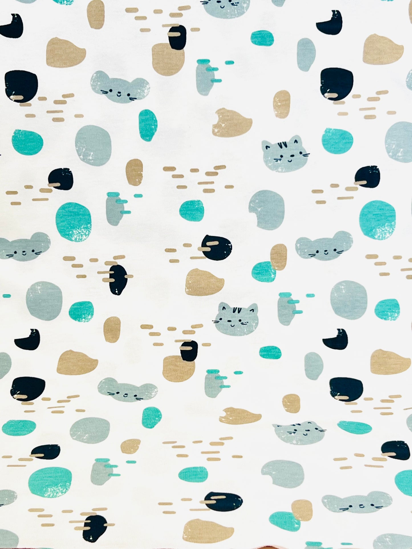 Printed Cotton Jersey Cat & Mouse