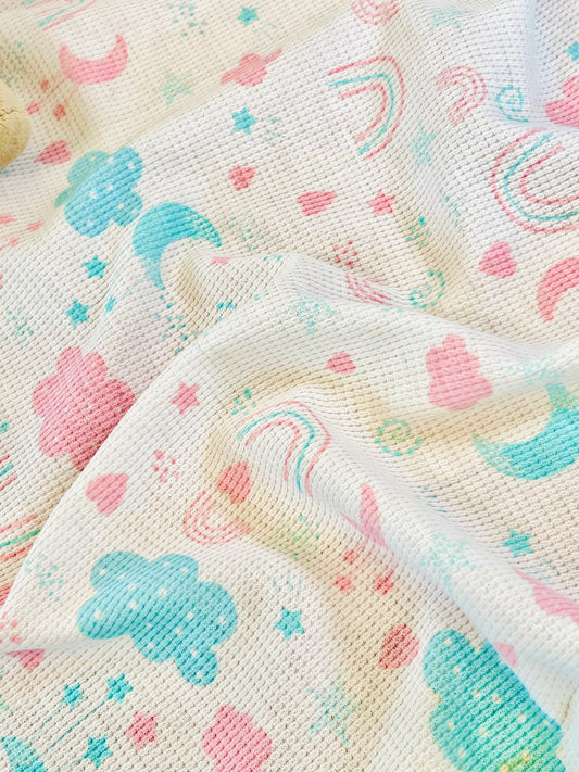 Printed Waffle Fabric Sweet Dreams
