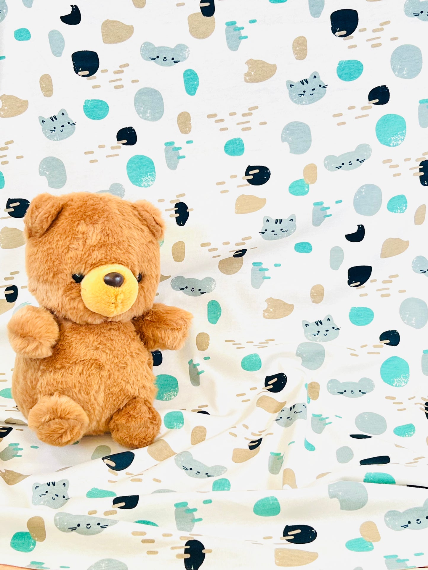 Printed Cotton Jersey Cat & Mouse