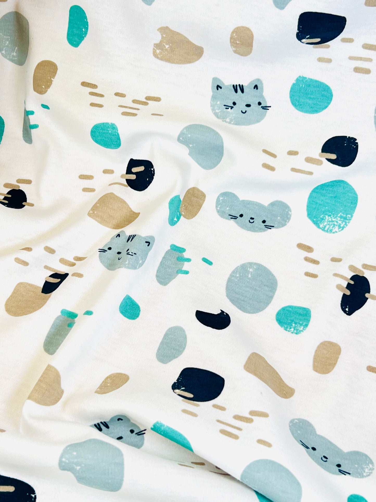 Printed Cotton Jersey Cat & Mouse