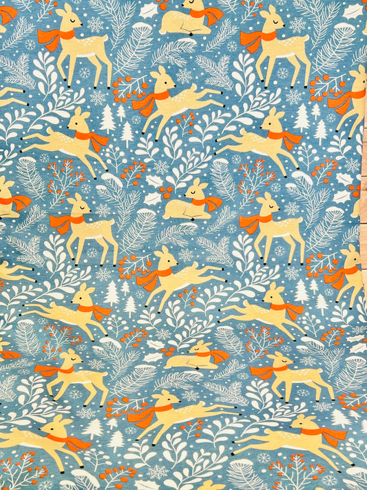 Printed Cotton Jersey Christmas Deer