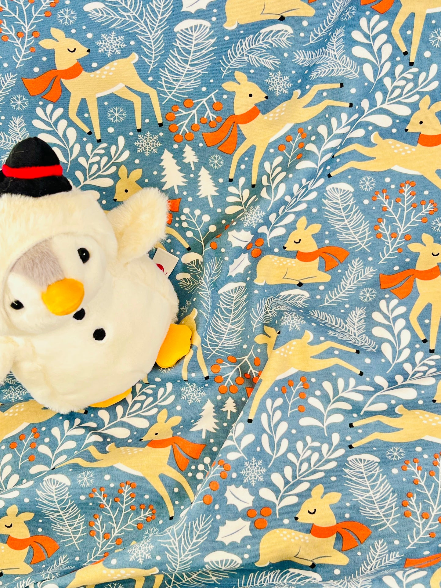 Printed Cotton Jersey Christmas Deer