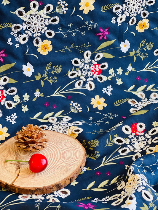 Printed Embroidered Cotton Spring Garden 02