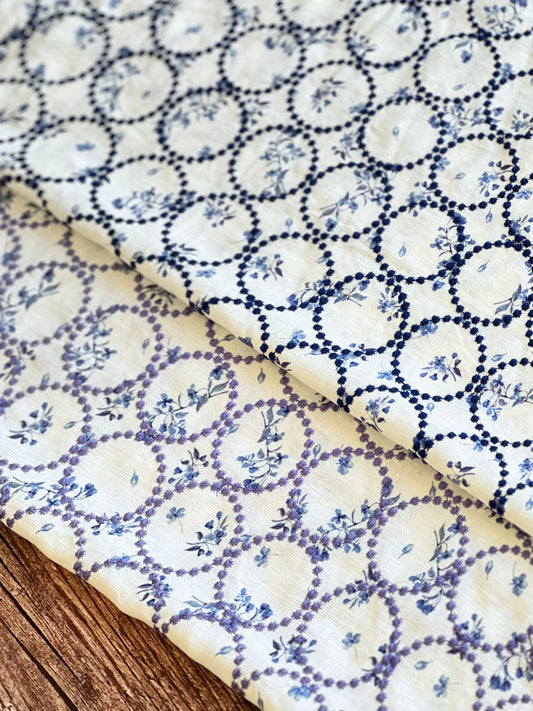 Printed Embroidered Linen Circles