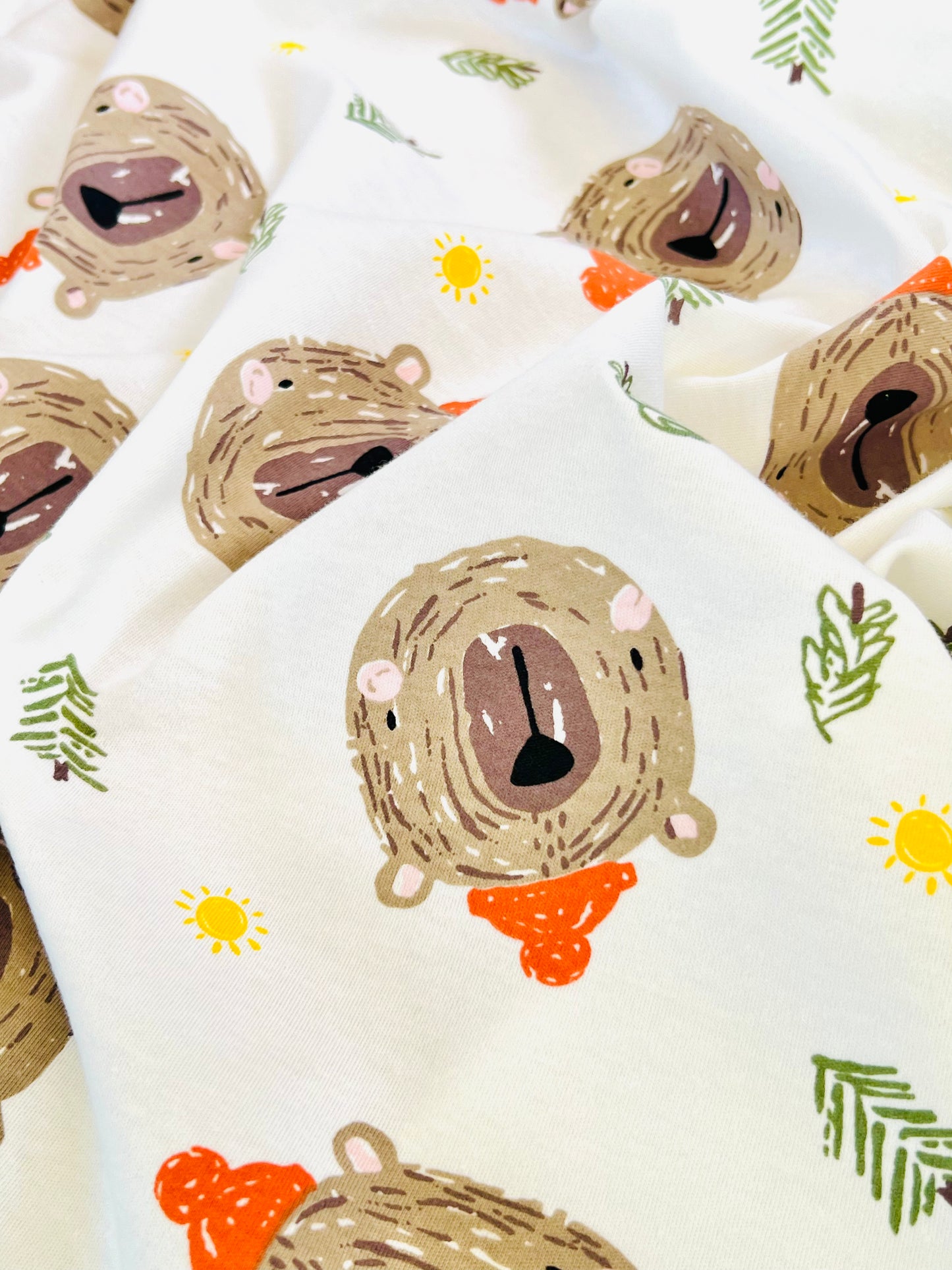 Printed Cotton Jersey Christmas Bear