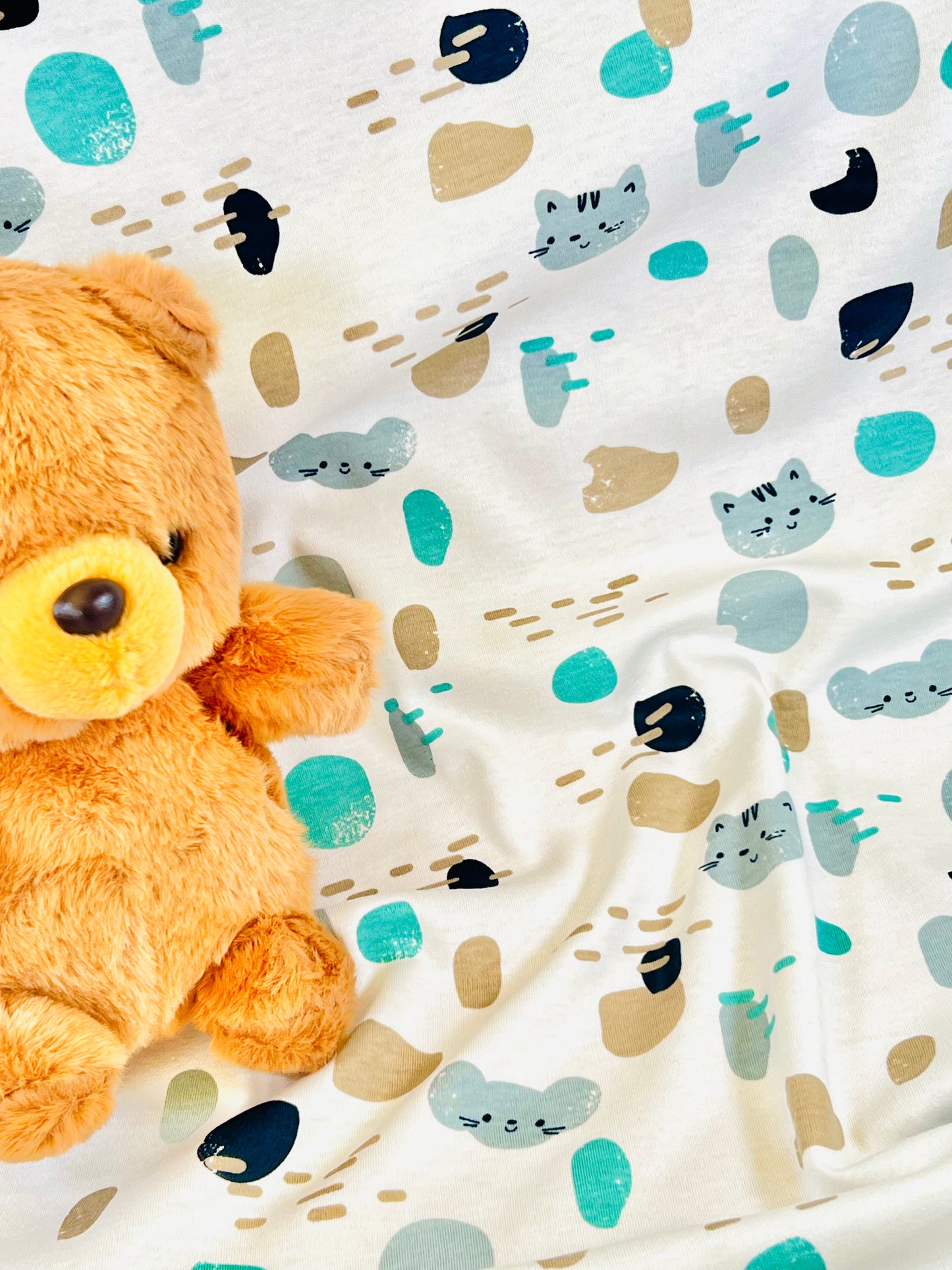 Printed Cotton Jersey Cat & Mouse