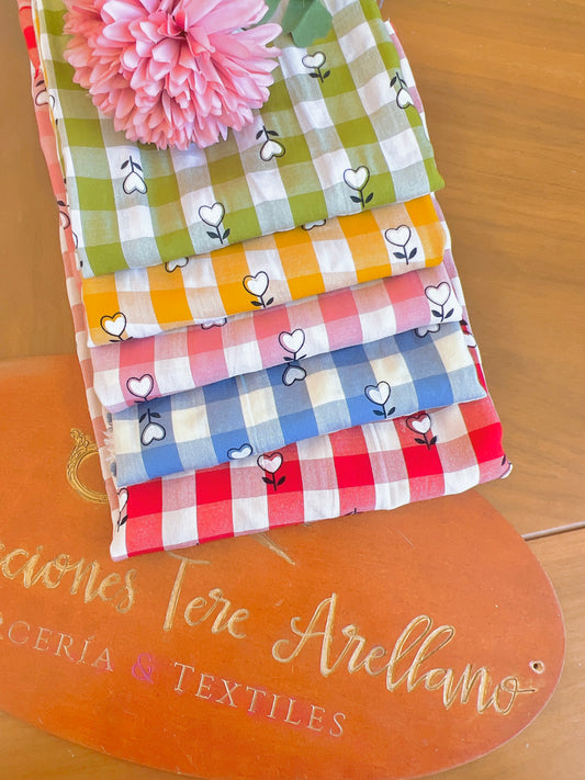 Printed Cotton Vichy Hearts