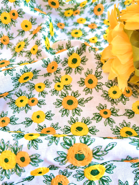 Embroidered Linen Gardenia