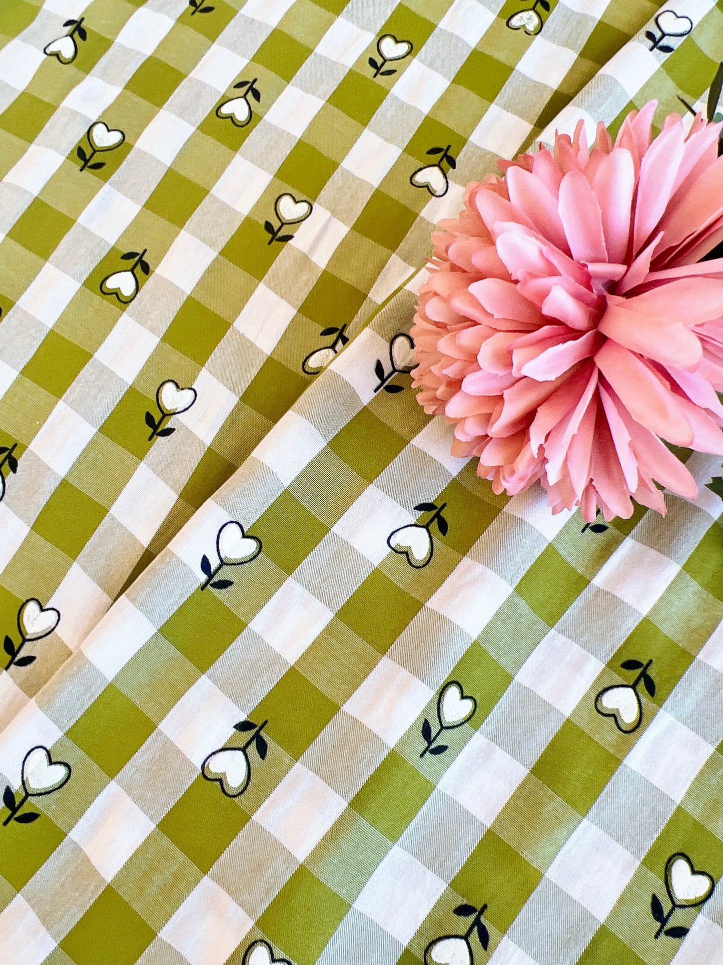 Printed Cotton Vichy Hearts