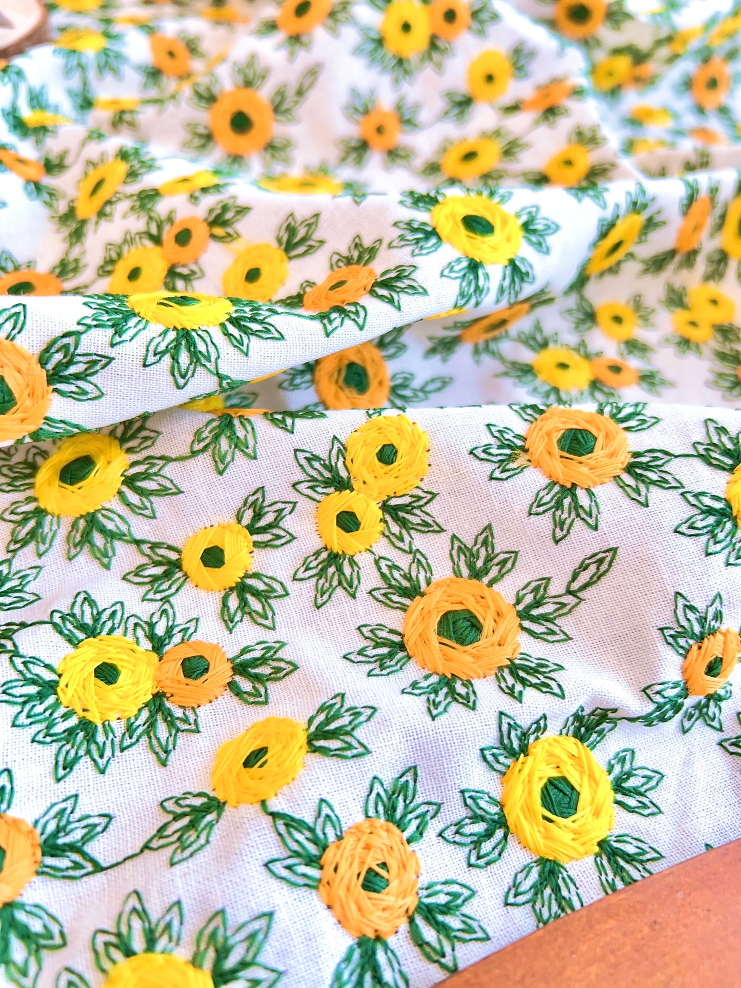 Embroidered Linen Gardenia