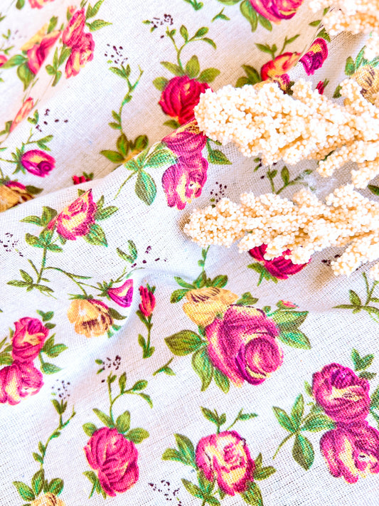 Printed Semi Linen Roses