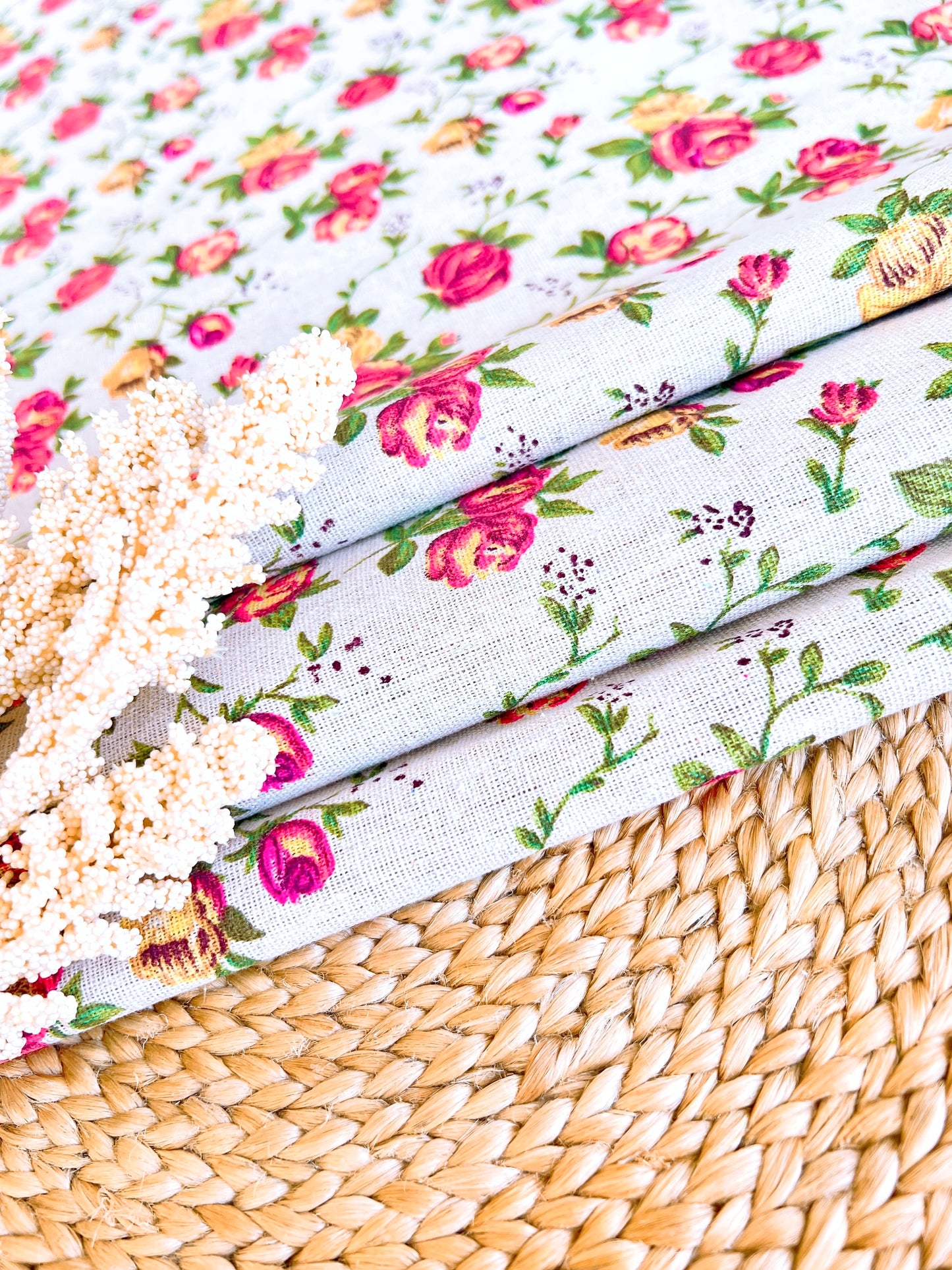 Printed Semi Linen Roses