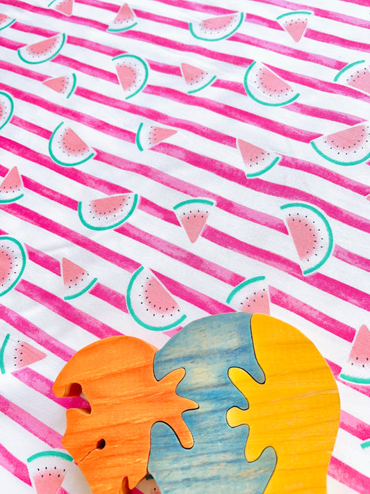 Cotton Twill Navy Watermelon