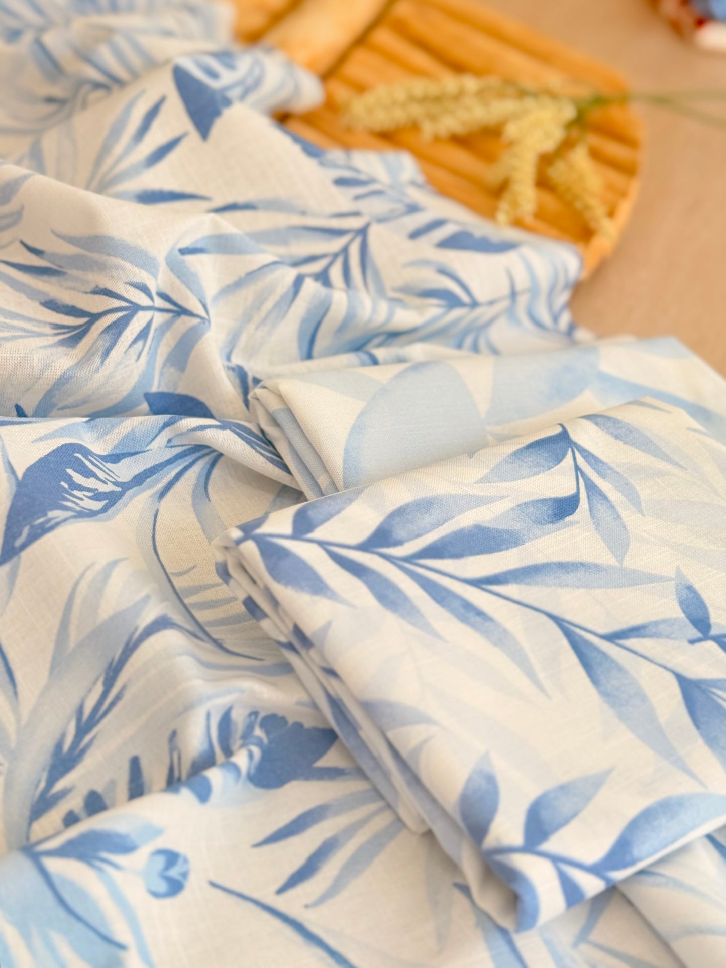 Printed Linen Blue Breeze